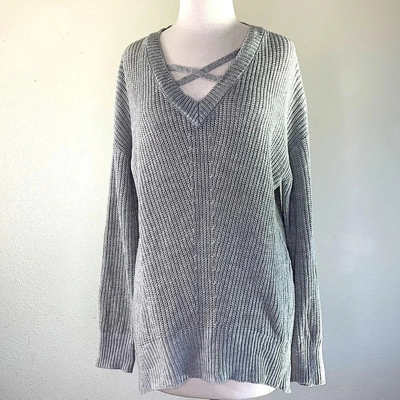FREE FOR ALL Women's Cable Knit Sweater Chunky Pullover Oversized Size S Gray - Picture 5 of 12